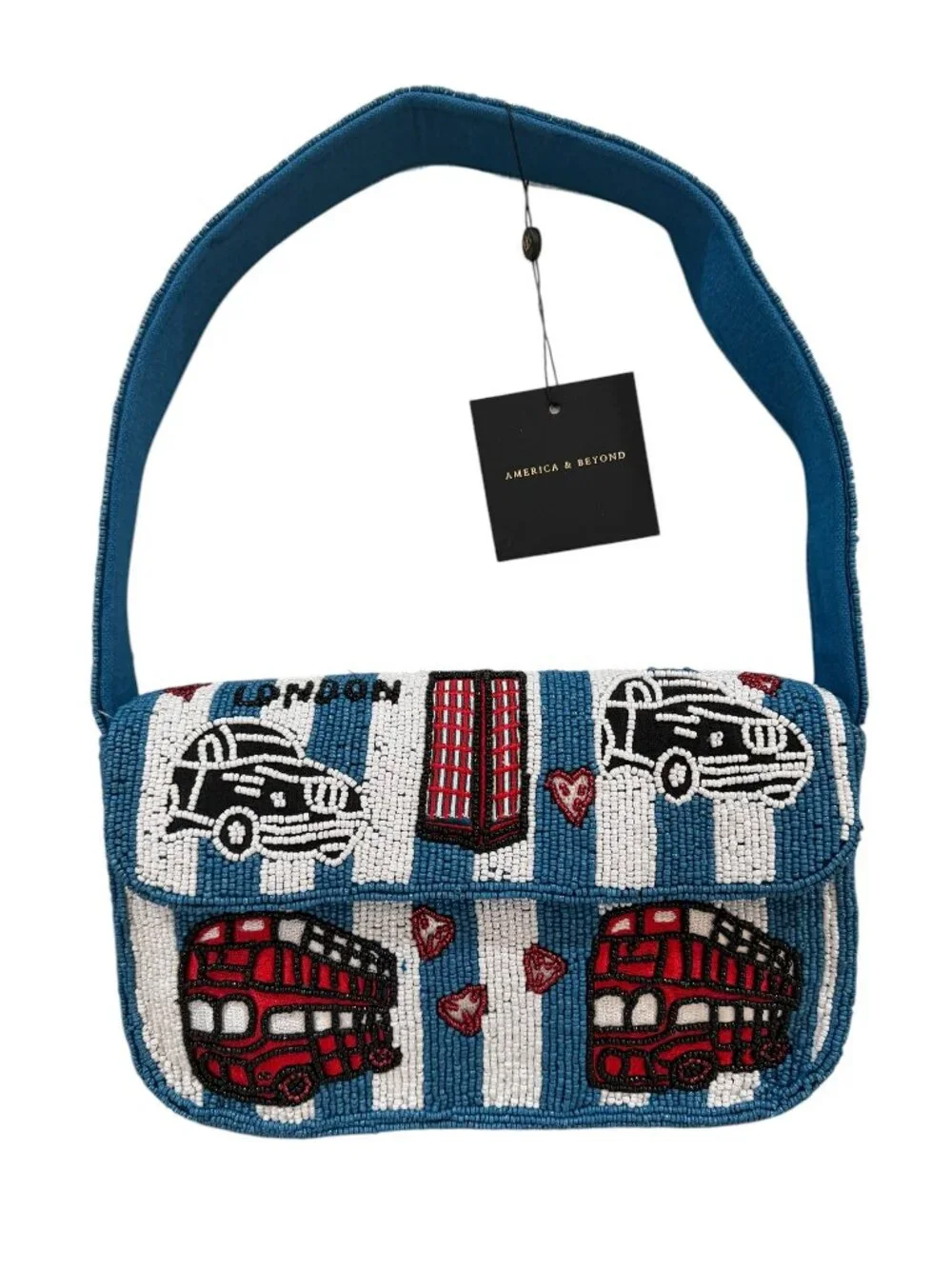 Viral Tik Tok London Taxi Bus Phone Booth Beaded Bag America & Beyond NWT